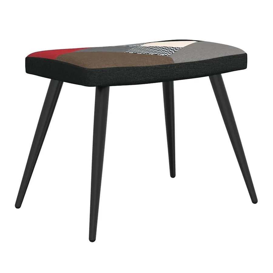 Chaise de relaxation avec tabouret Patchwork Tissu - 6