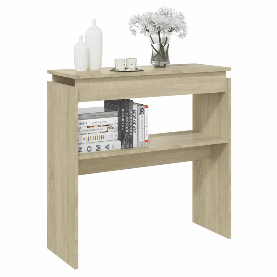 Table console chêne sonoma 80x30x80 cm bois d'ingénierie - 5