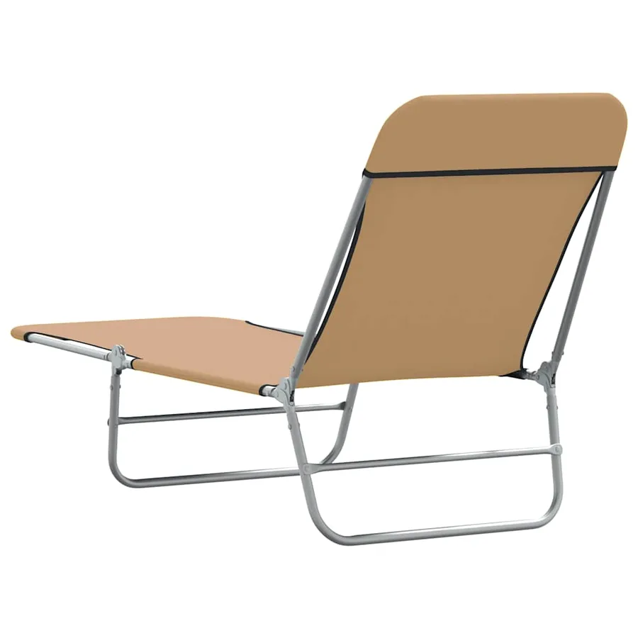 Chaises longues pliables lot de 2 Acier et tissu Gris - 25