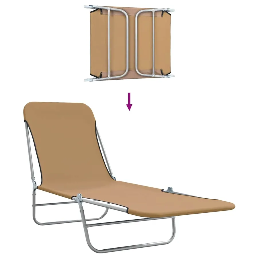 Chaises longues pliables lot de 2 Acier et tissu Gris - 27