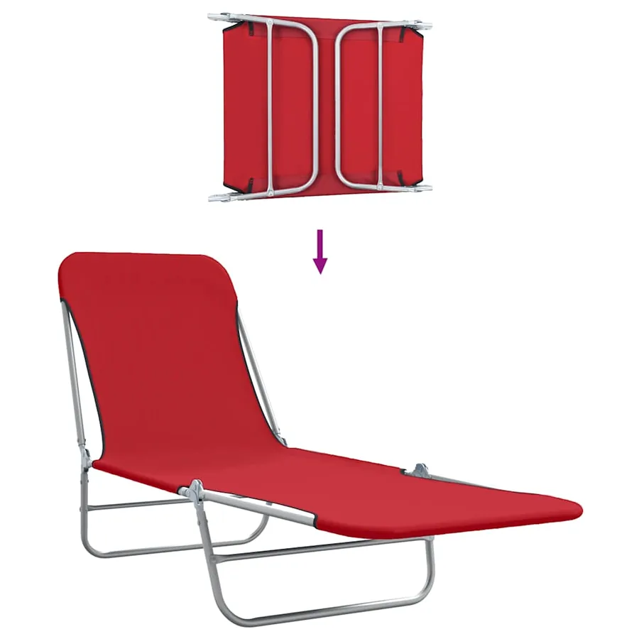 Chaises longues pliables lot de 2 Acier et tissu Gris - 36