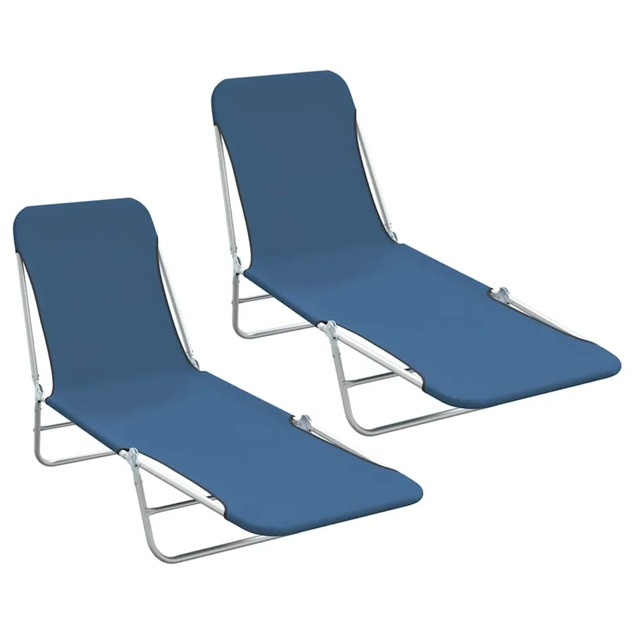 Chaises longues pliables lot de 2 Acier et tissu Gris - 41