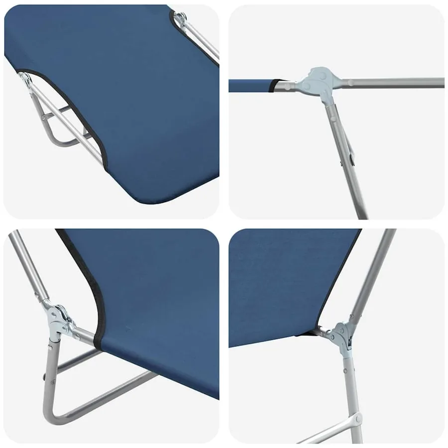 Chaises longues pliables lot de 2 Acier et tissu Gris - 48