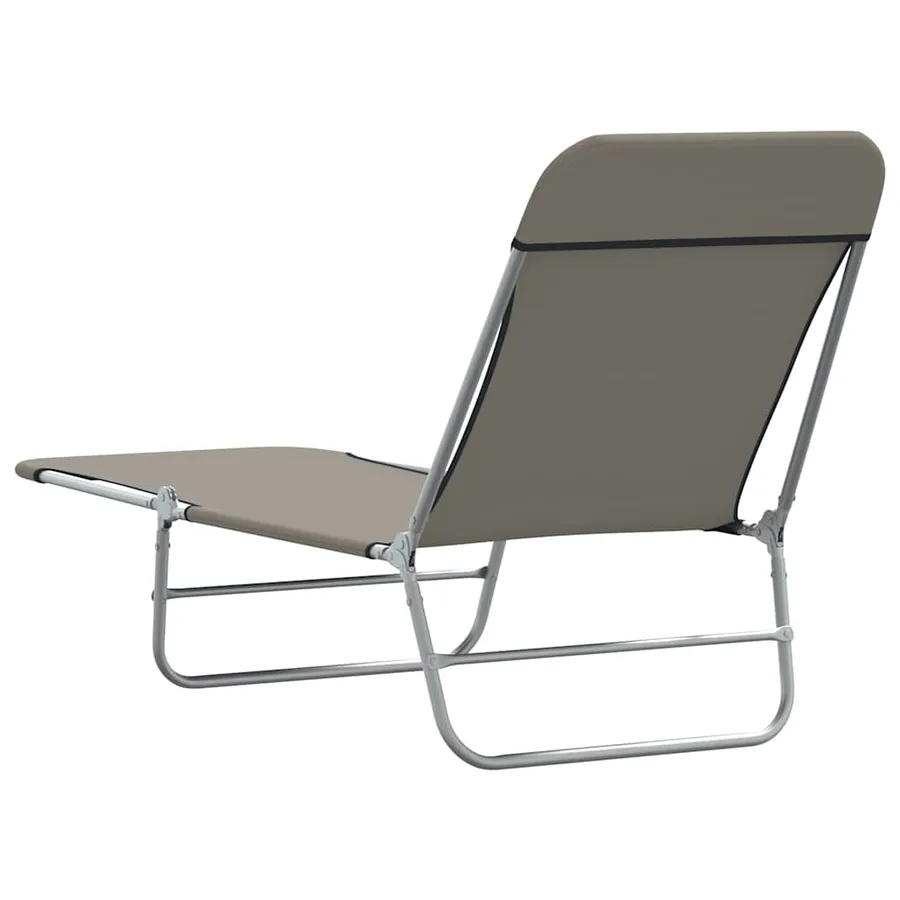 Chaises longues pliables lot de 2 Acier et tissu Gris - 5