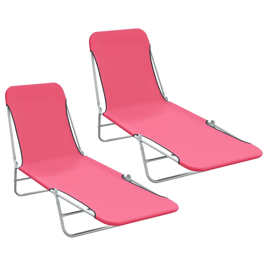 Chaises longues pliables lot de 2 Acier et tissu Gris - 51