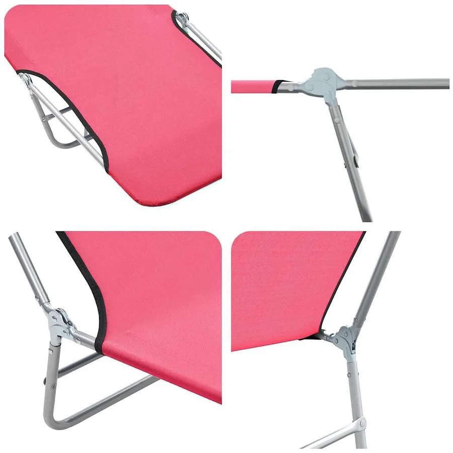 Chaises longues pliables lot de 2 Acier et tissu Gris - 58