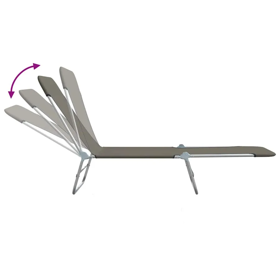 Chaises longues pliables lot de 2 Acier et tissu Gris - 6