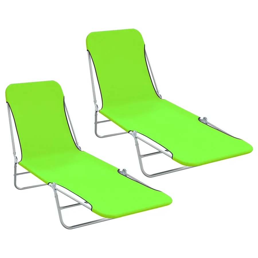 Chaises longues pliables lot de 2 Acier et tissu Gris - 61