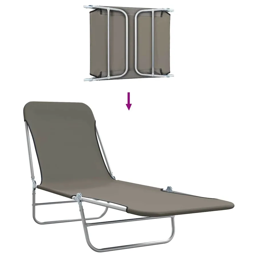 Chaises longues pliables lot de 2 Acier et tissu Gris - 7