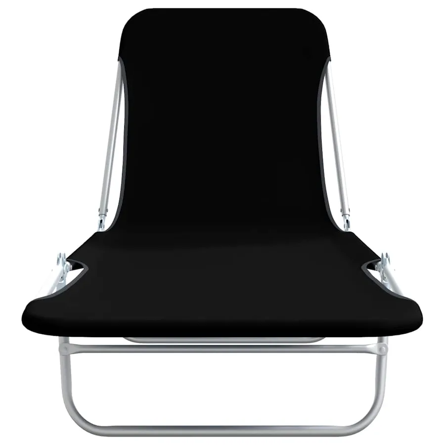 Chaises longues pliables lot de 2 Acier et tissu Gris - 73