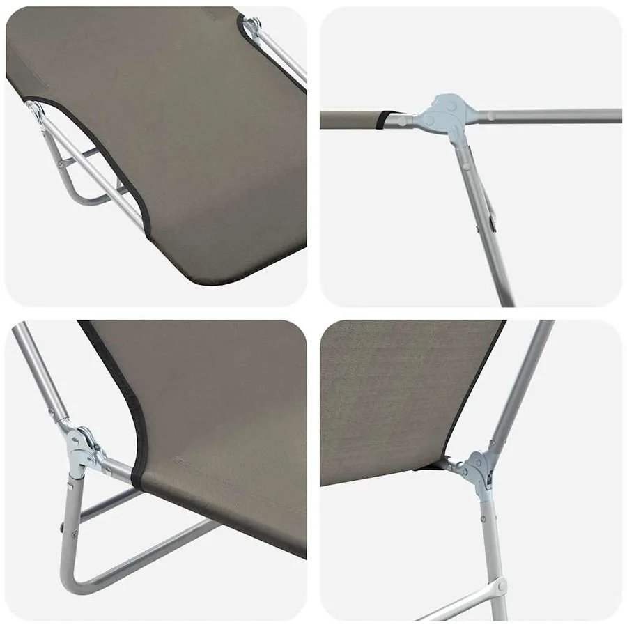 Chaises longues pliables lot de 2 Acier et tissu Gris - 8