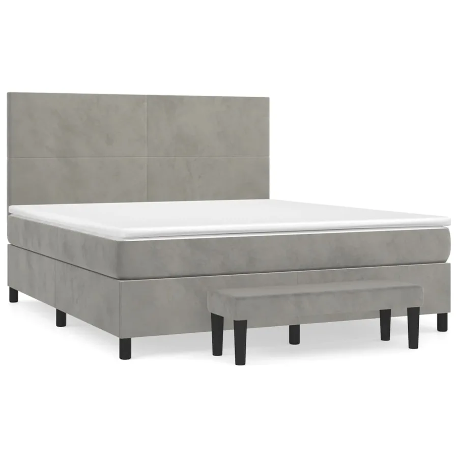Sommier à lattes de lit et matelas Gris clair 180x200cm Velours - 2