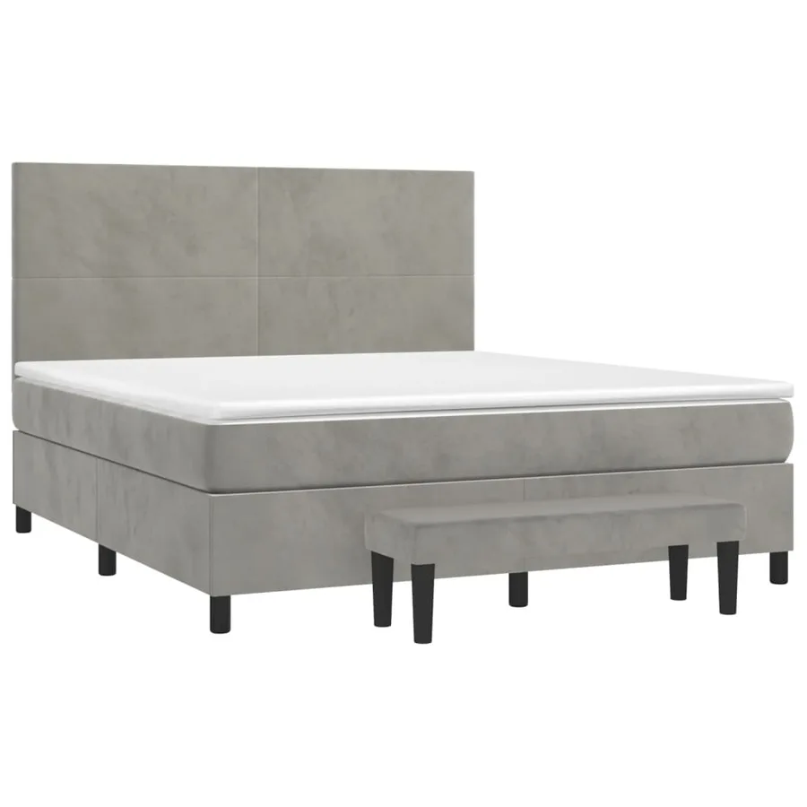 Sommier à lattes de lit et matelas Gris clair 180x200cm Velours - 3