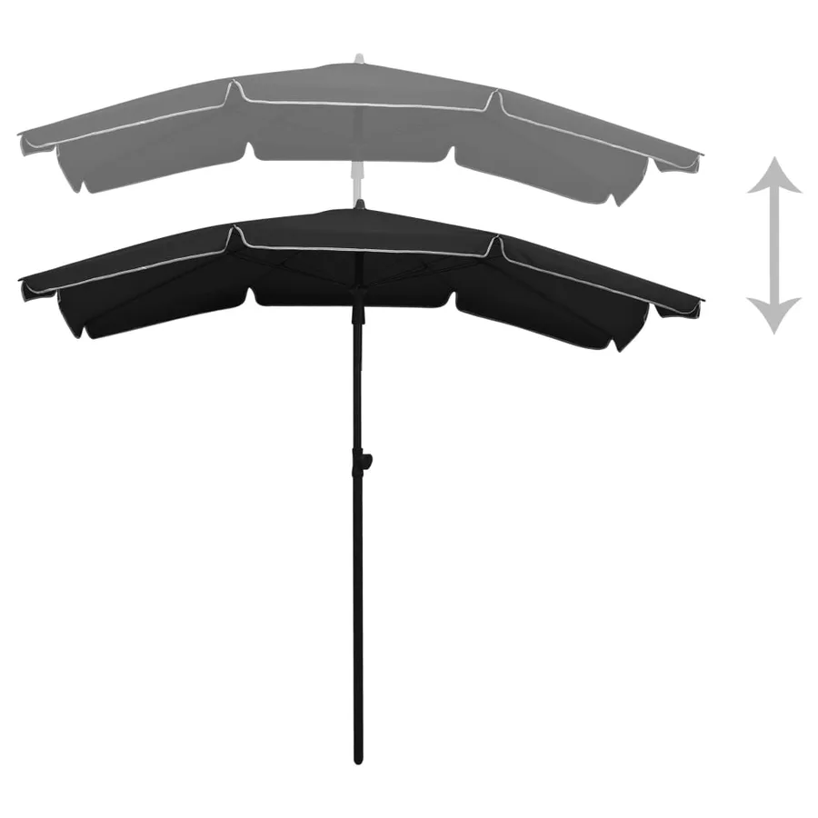 Parasol de jardin avec mât 200x130 cm noir - 4