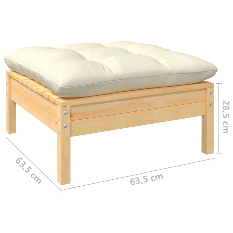 Salon de jardin 6 pcs avec coussins crème bois de pin - 8