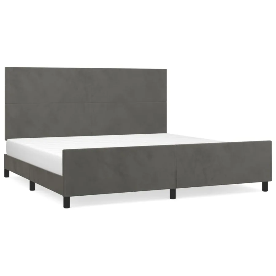 Cadre de lit sans matelas gris foncé 200x200 cm velours - 2