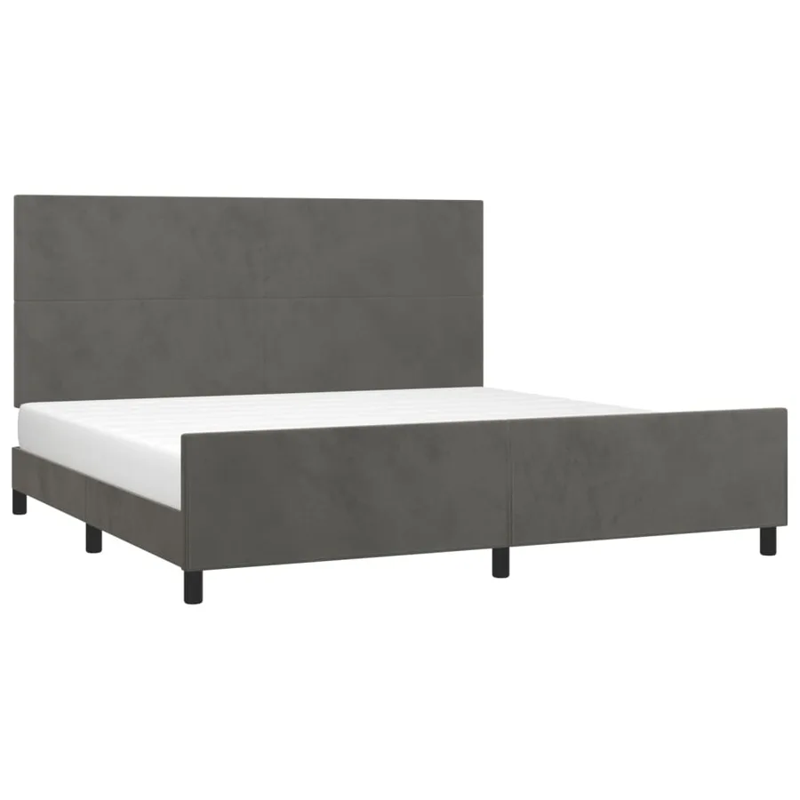 Cadre de lit sans matelas gris foncé 200x200 cm velours - 3