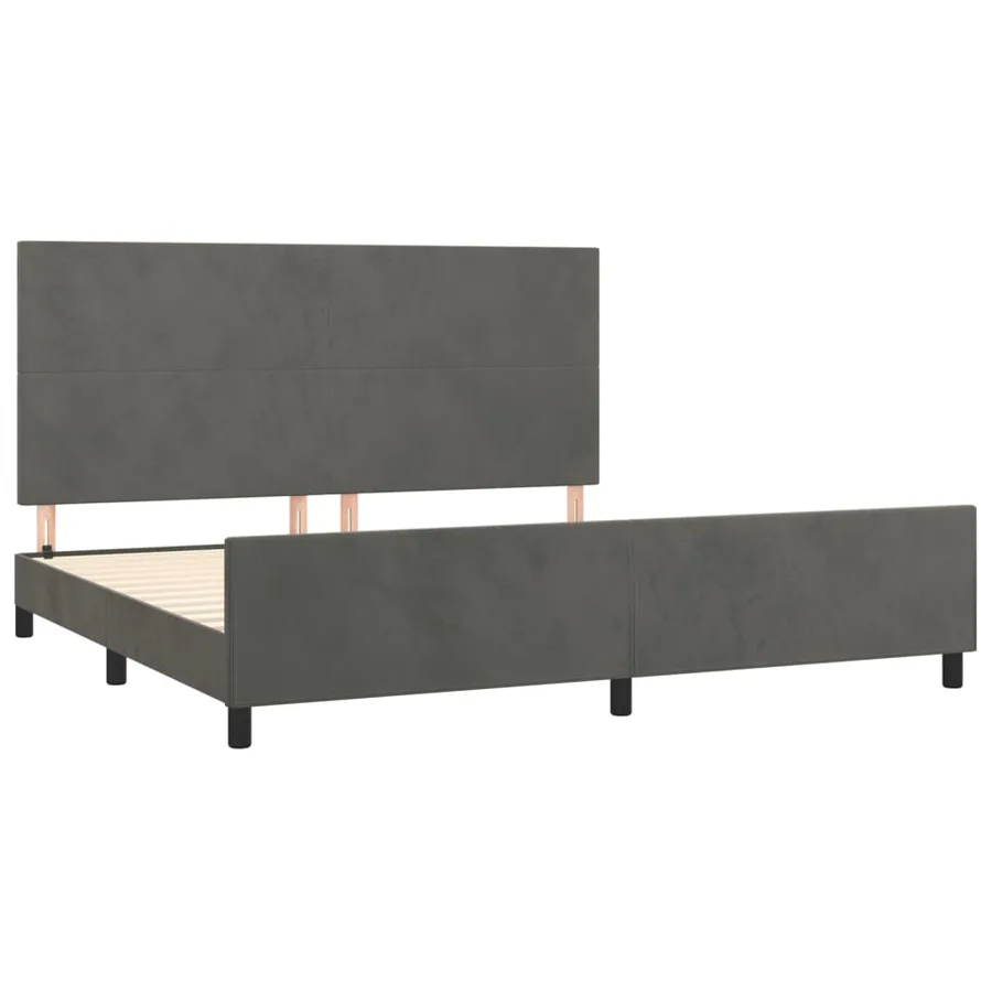 Cadre de lit sans matelas gris foncé 200x200 cm velours - 4