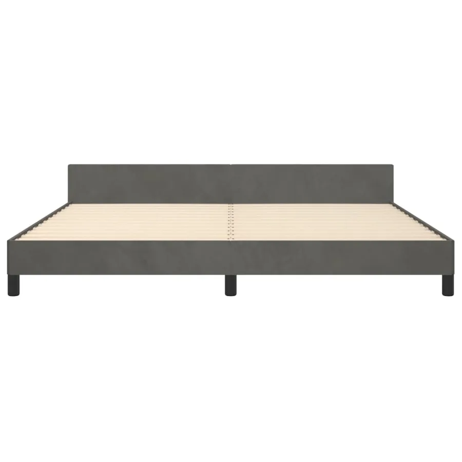 Cadre de lit sans matelas gris foncé 200x200 cm velours - 6