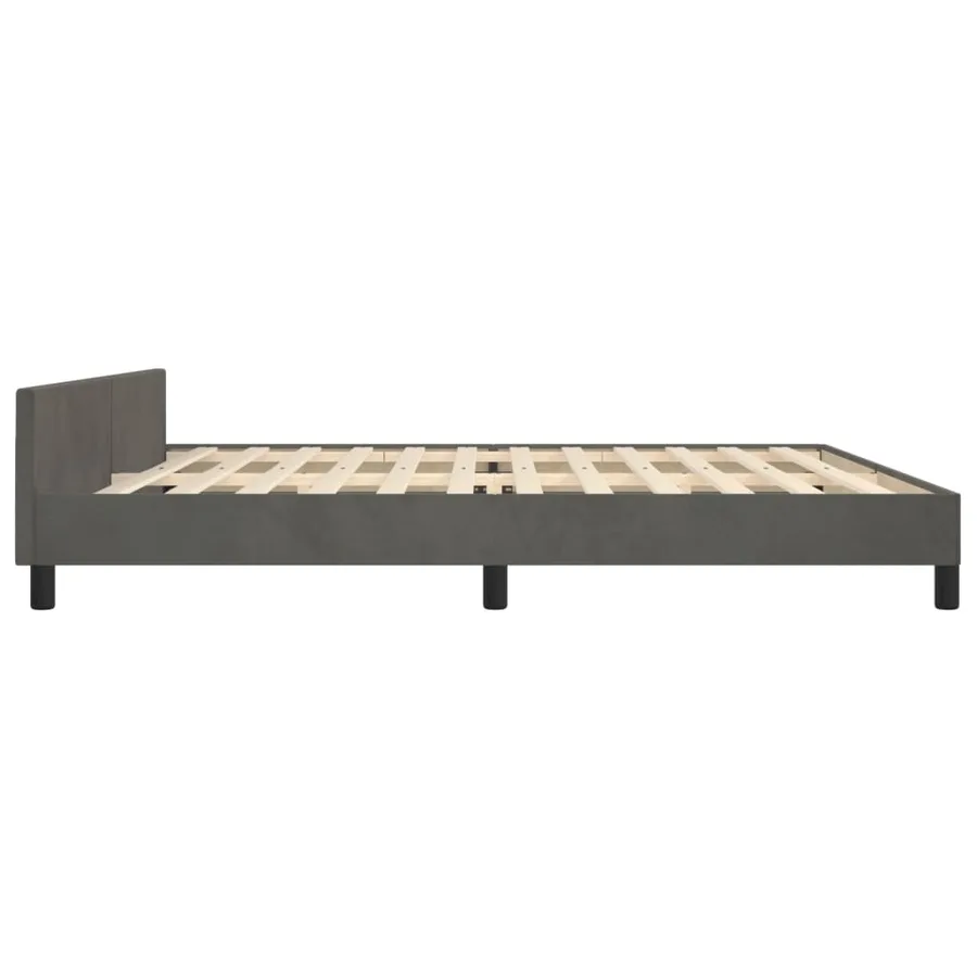 Cadre de lit sans matelas gris foncé 200x200 cm velours - 7