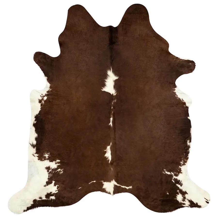 Tapis en peau de vache véritable Marron et blanc 150 x 170 cm - 6
