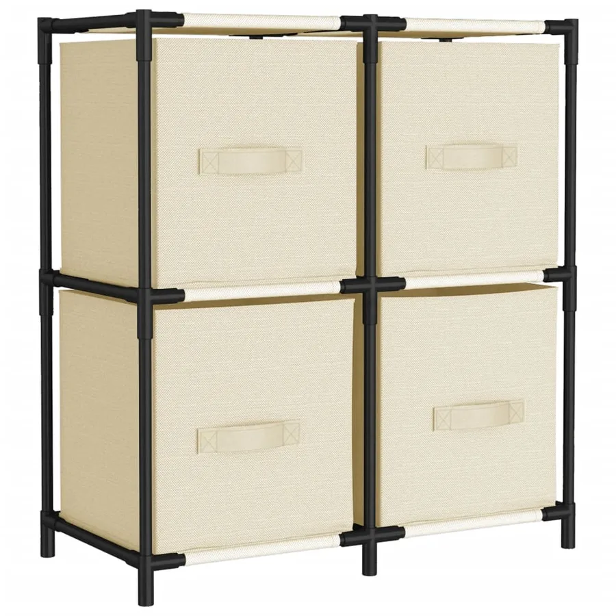 Armoire de rangement 4 paniers en tissu Crème 63x30x71 cm Acier - 2
