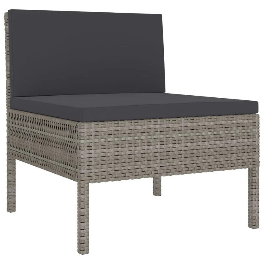 Salon de jardin 3 pcs avec coussins Résine tressée Gris - 4