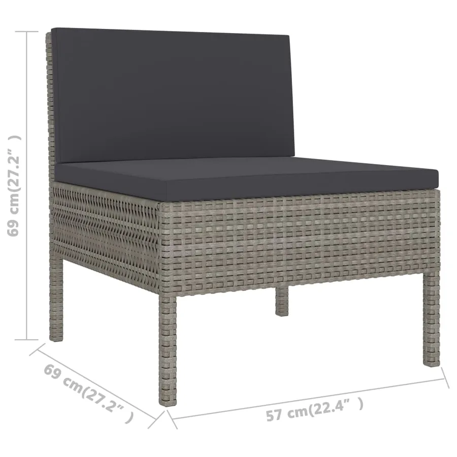 Salon de jardin 3 pcs avec coussins Résine tressée Gris - 6