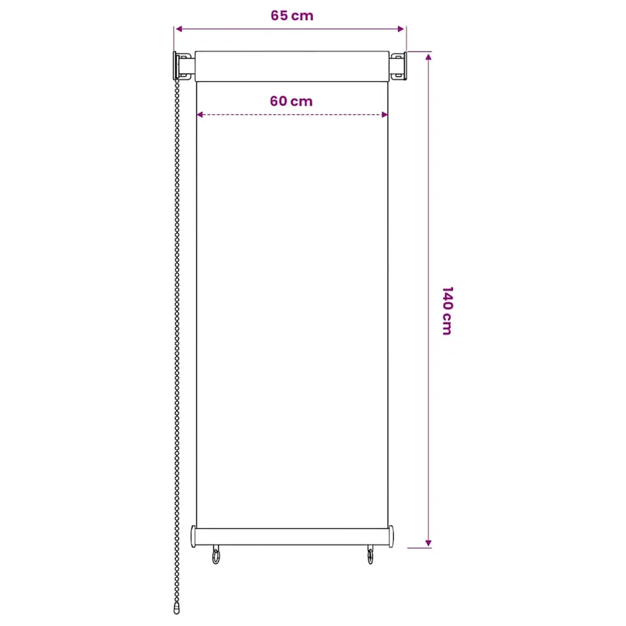 Store roulant d'extérieur couleur crème 65 (l) x 140 (H) cm HDPE - 6
