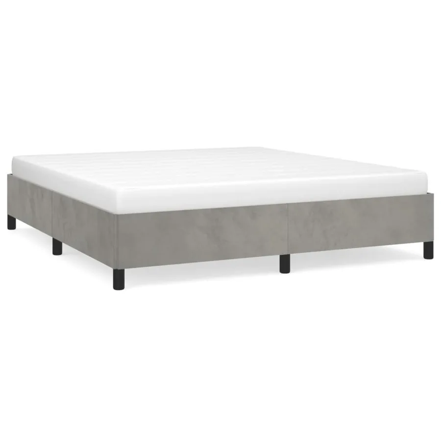 Cadre de lit sans matelas gris clair 160x200 cm velours - 2