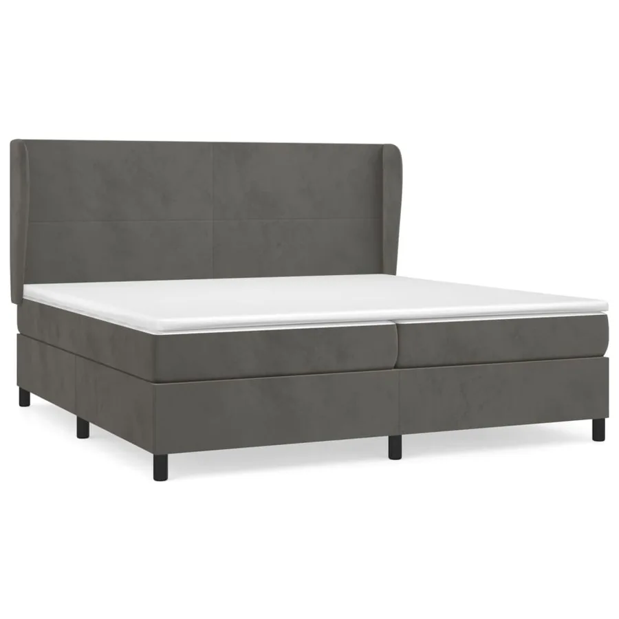 Sommier à lattes de lit et matelas Gris foncé 200x200cm Velours - 2