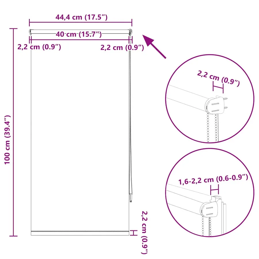 Store enrouleur occultant 44,4 x 100 cm, largeur du tissu 40 cm, blanc - 18