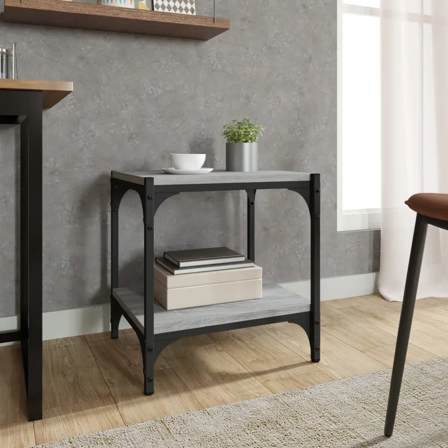 Meuble TV Sonoma gris 40x33x41 cm Bois d'ingénierie et acier - 3