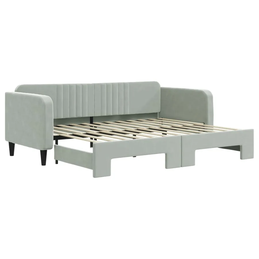 Lit de jour avec gigogne sans matelas gris clair 90x200 cm - 2