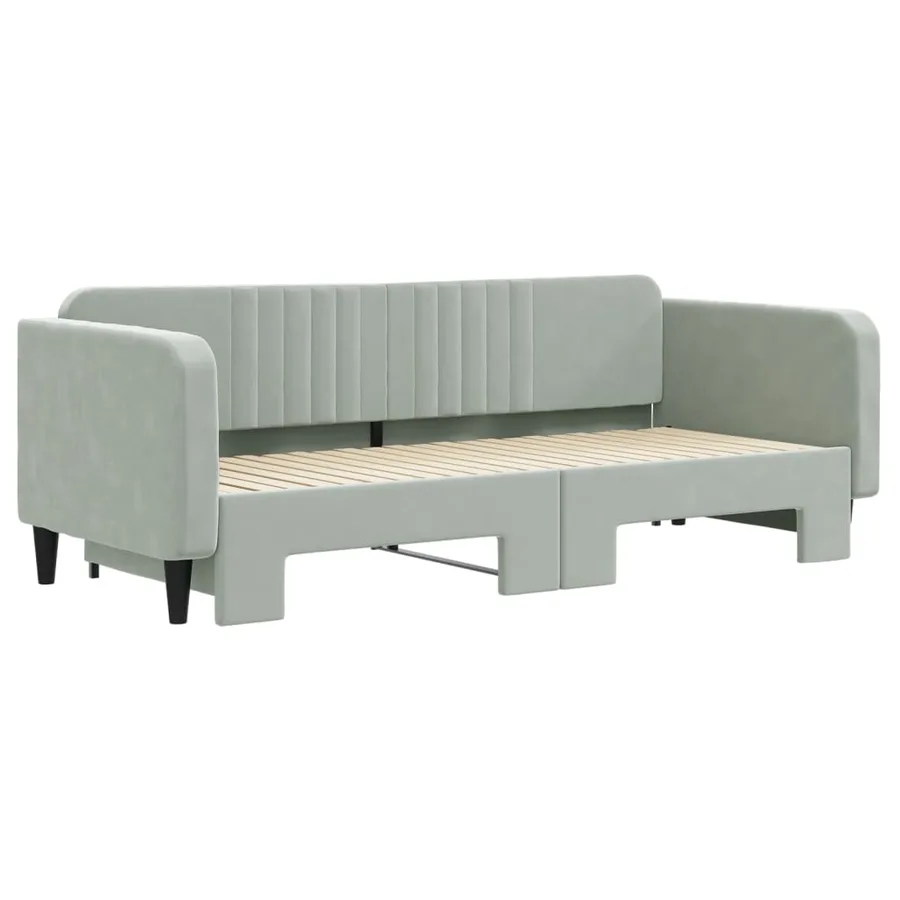 Lit de jour avec gigogne sans matelas gris clair 90x200 cm - 3
