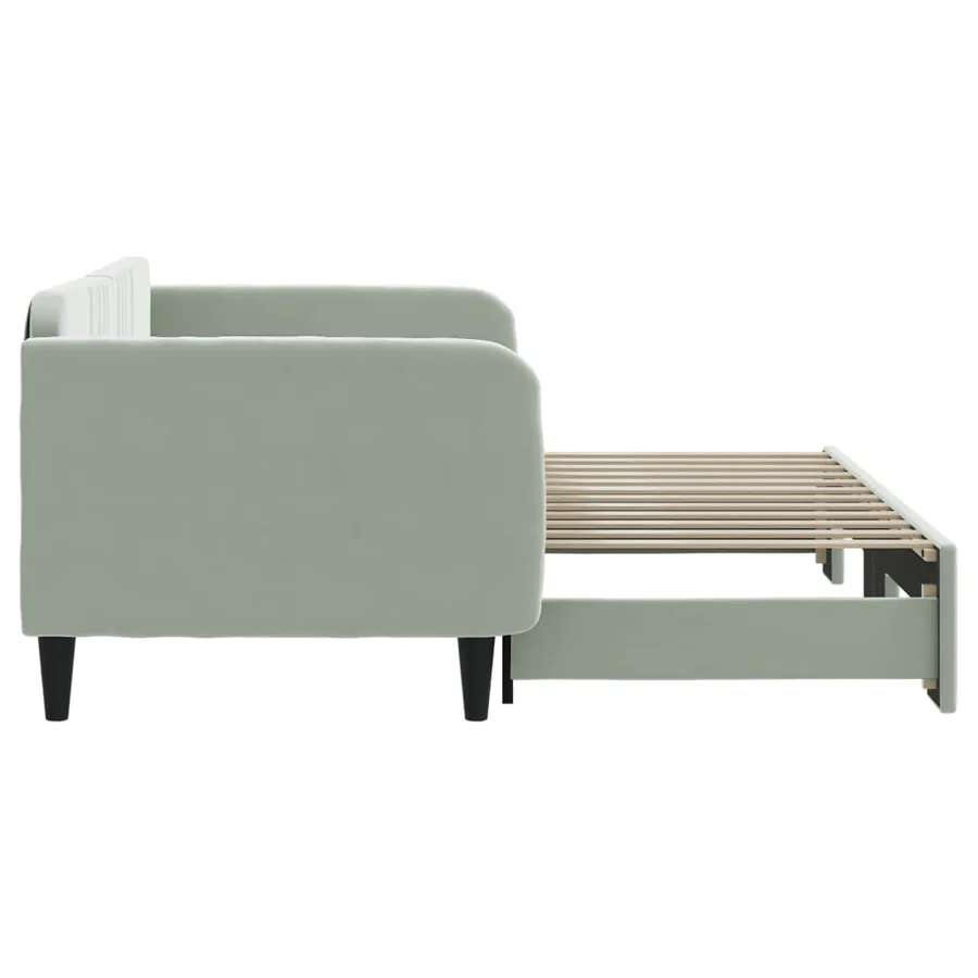 Lit de jour avec gigogne sans matelas gris clair 90x200 cm - 4