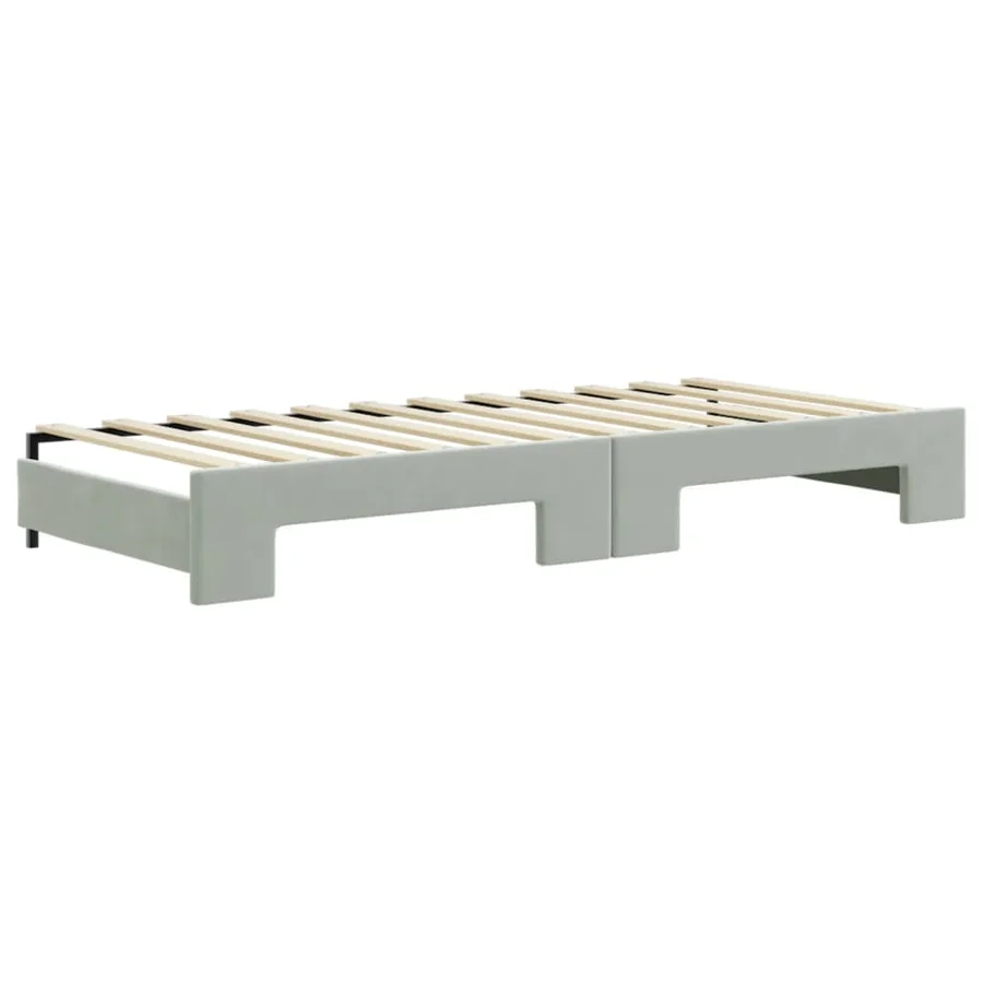 Lit de jour avec gigogne sans matelas gris clair 90x200 cm - 8
