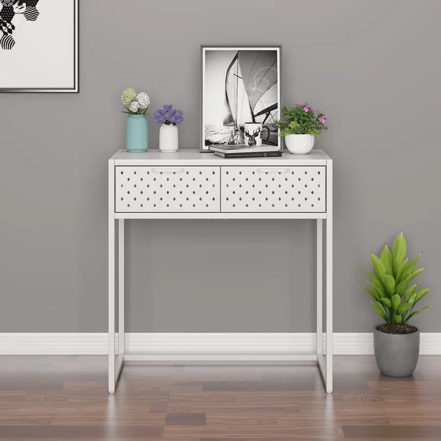 Table console Blanc 72x35x75 cm Acier