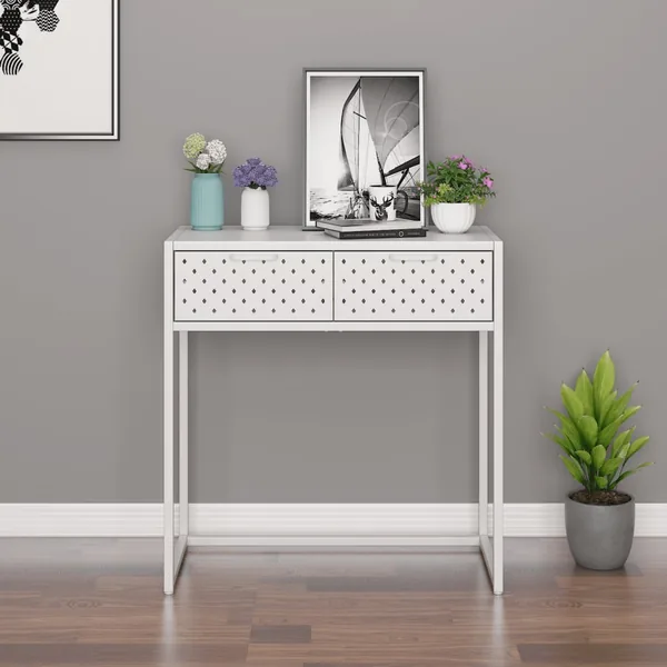 Table console Blanc 72x35x75 cm Acier
