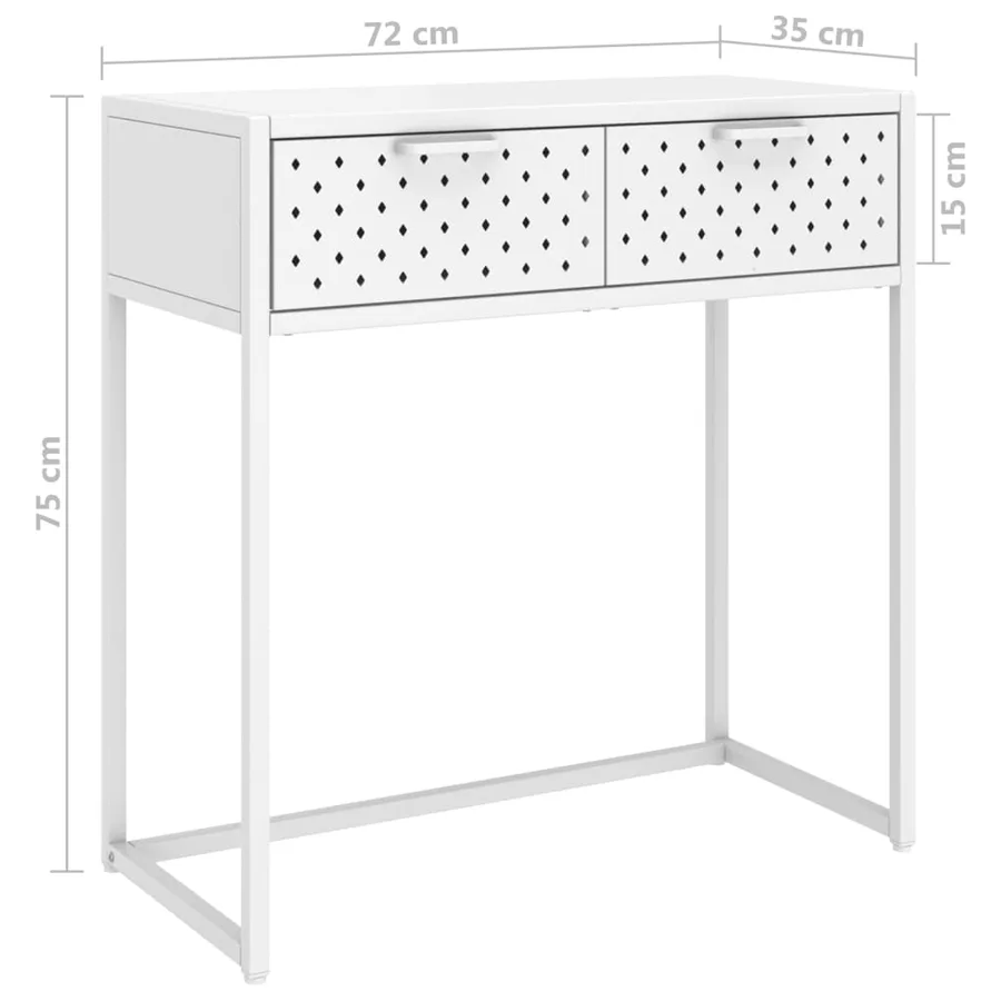 Table console Blanc 72x35x75 cm Acier - 9
