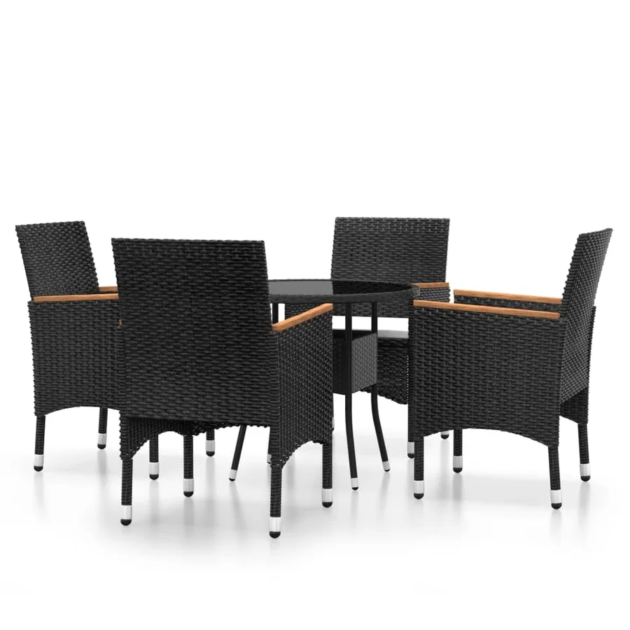 Ensemble à manger de jardin 5 pcs Résine tressée Noir - 2