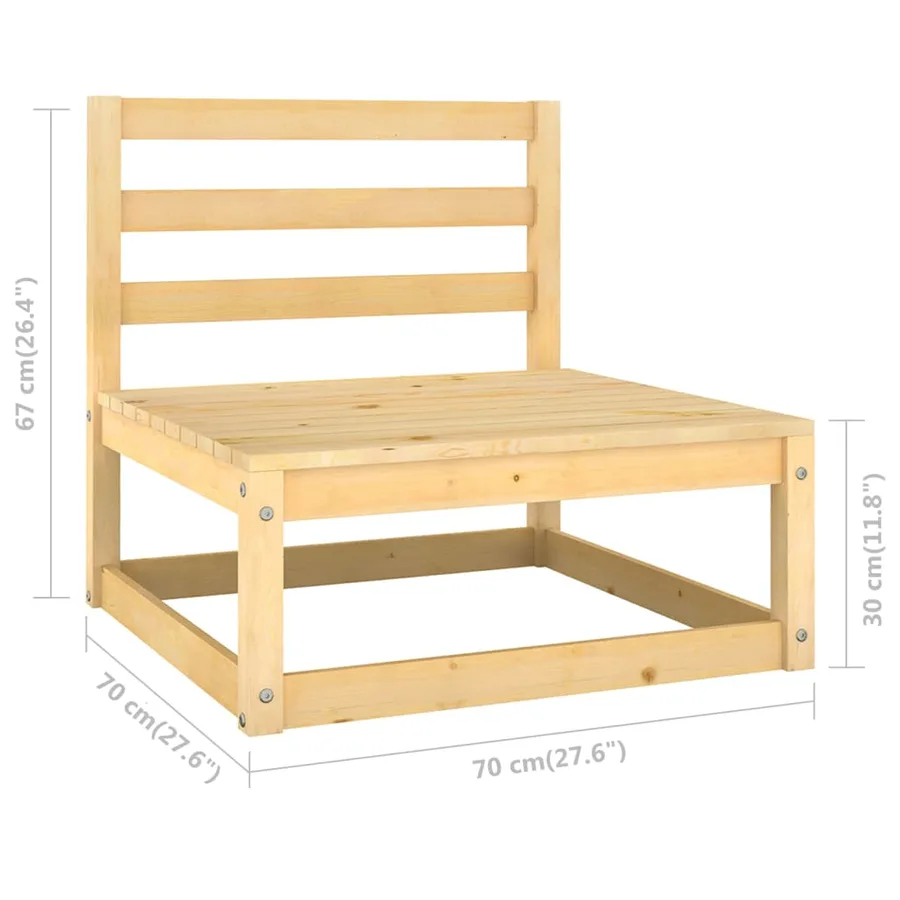 Salon de jardin 4 pcs avec coussins Bois de pin massif - 9