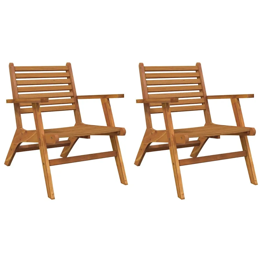 Chaises de jardin lot de 2 Bois d'acacia solide - 2
