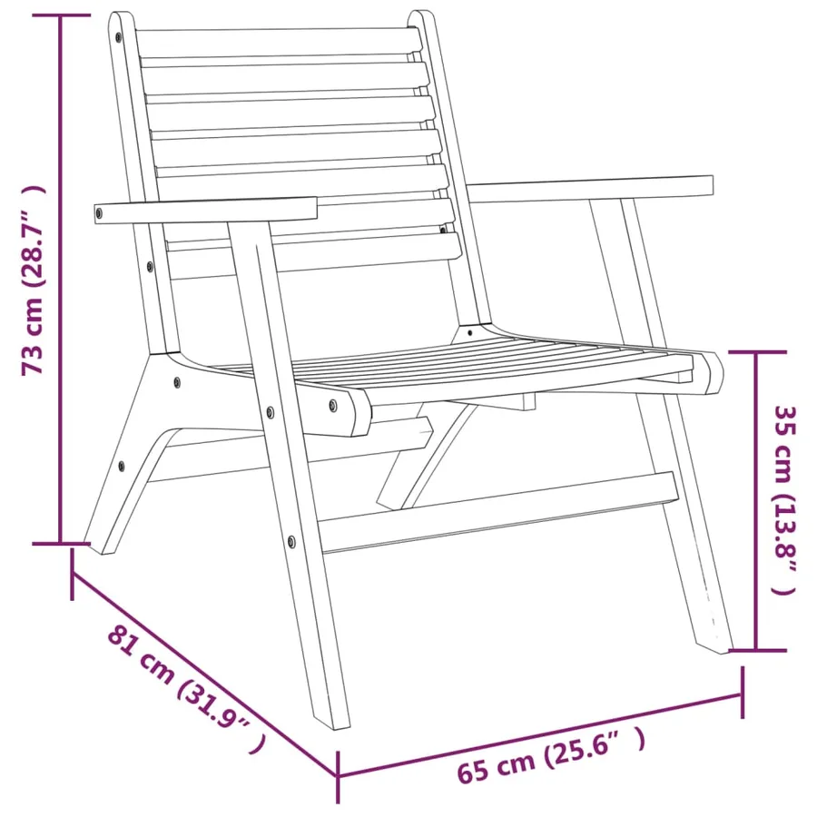 Chaises de jardin lot de 2 Bois d'acacia solide - 8