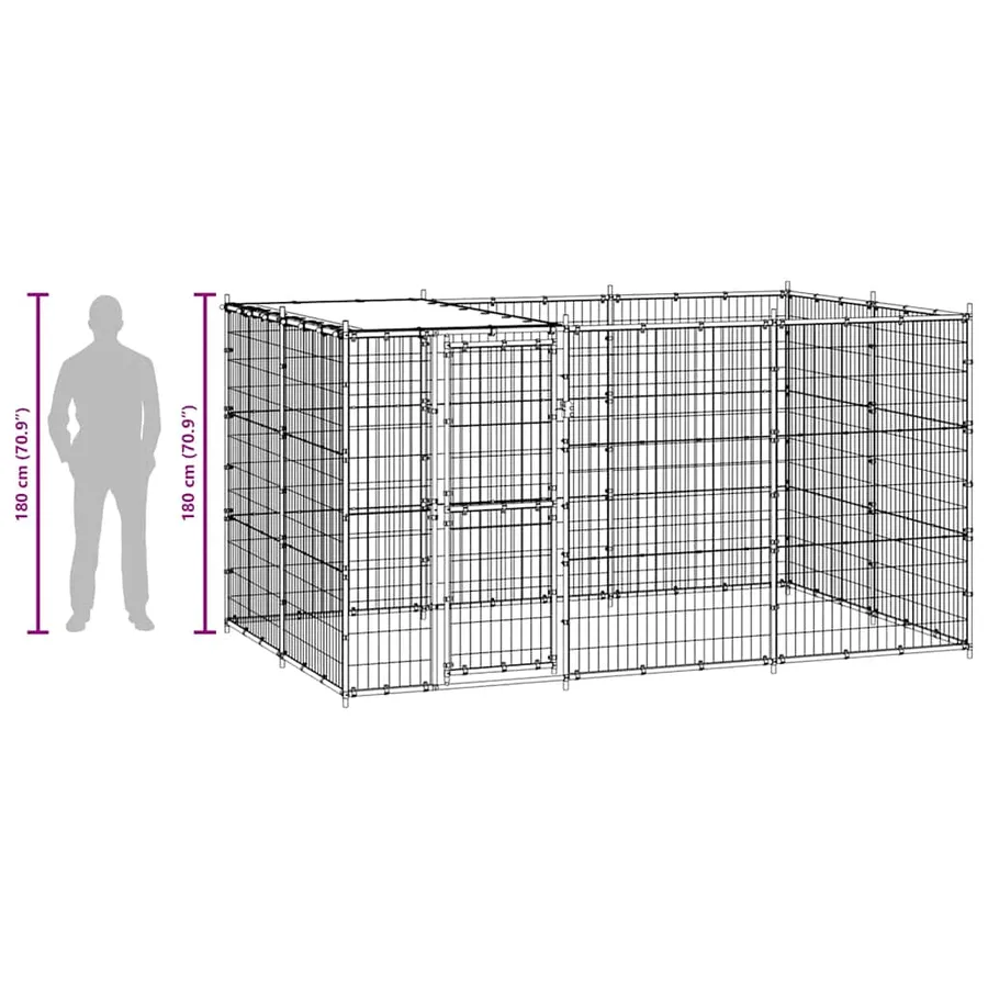 Chenil extérieur Acier avec toit 7,26 m² - 9