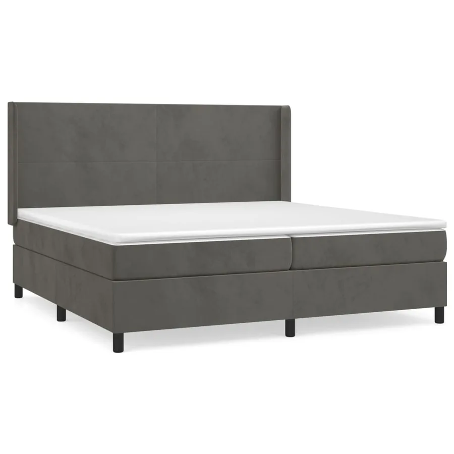 Sommier à lattes de lit et matelas Gris foncé 200x200cm Velours - 2
