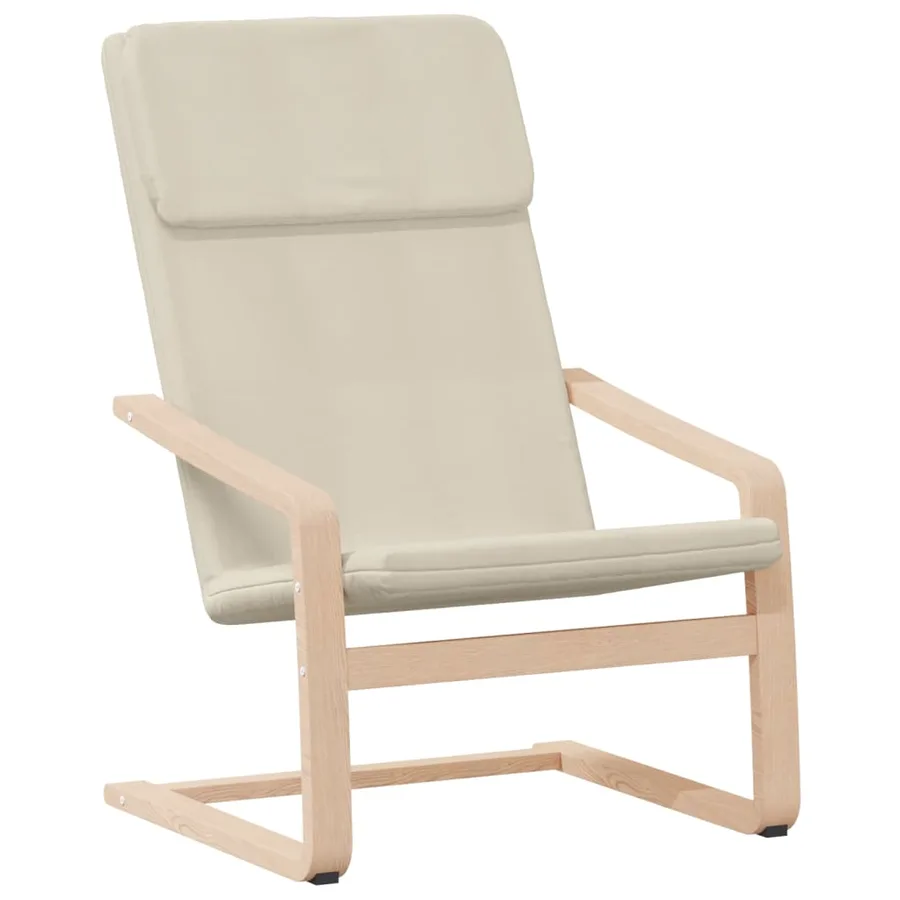 Chaise de relaxation avec repose-pied Crème Tissu - 4