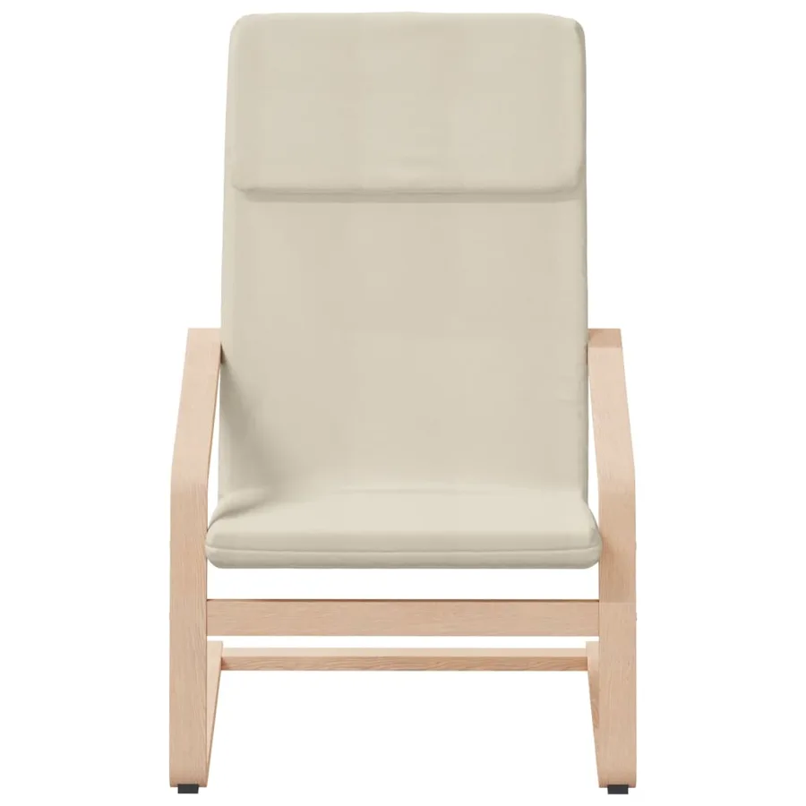 Chaise de relaxation avec repose-pied Crème Tissu - 5