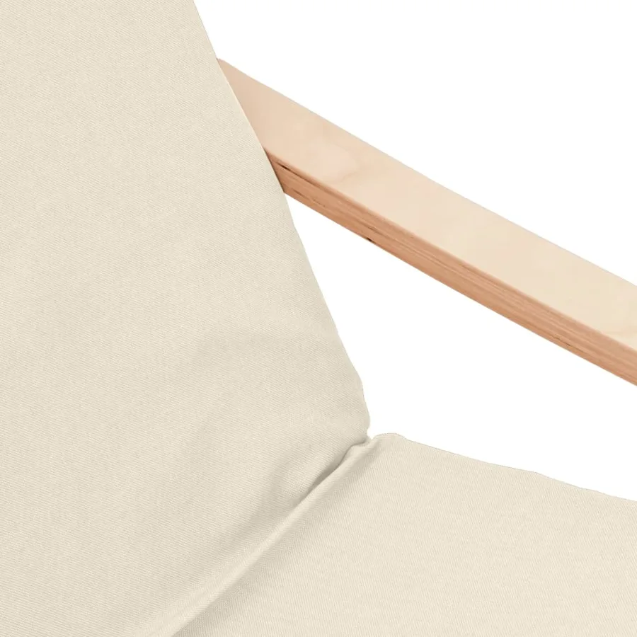 Chaise de relaxation avec repose-pied Crème Tissu - 8