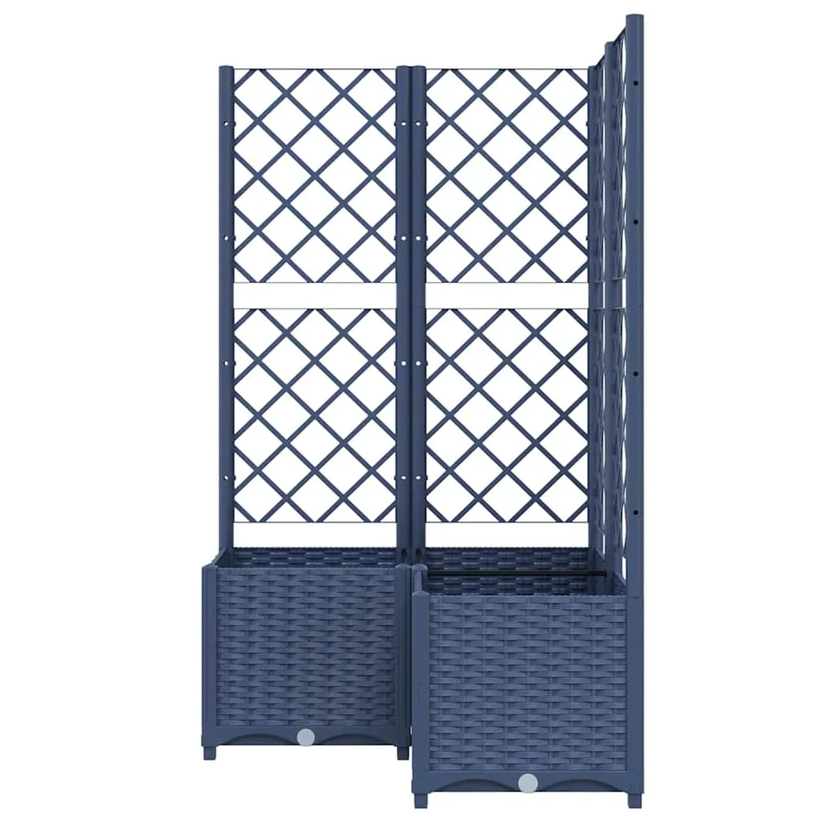 Jardinière avec treillis bleu gris 80x80x136 cm PP - 3